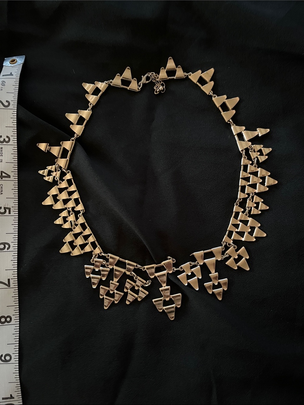 Gold Tone Geometric Triangle Collar Necklace